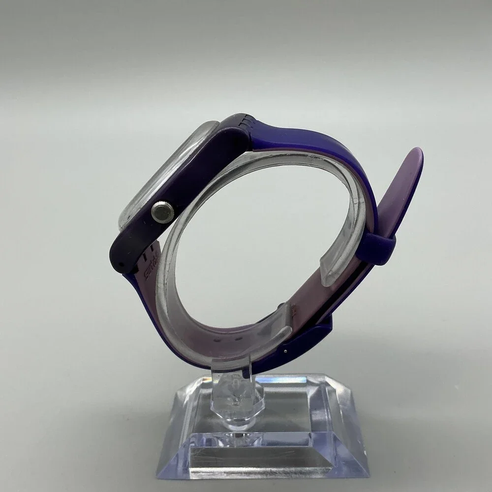 Swatch Backup Purple Mens Watch 41mm Purple Dial Day Date Swiss New Battery